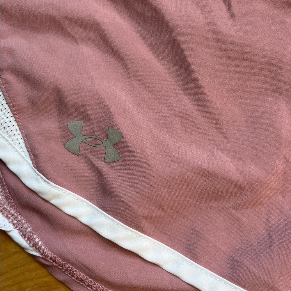 Under Armour Dusty Rose Women's Athletic Shorts with White Trim - Picture 8 of 8